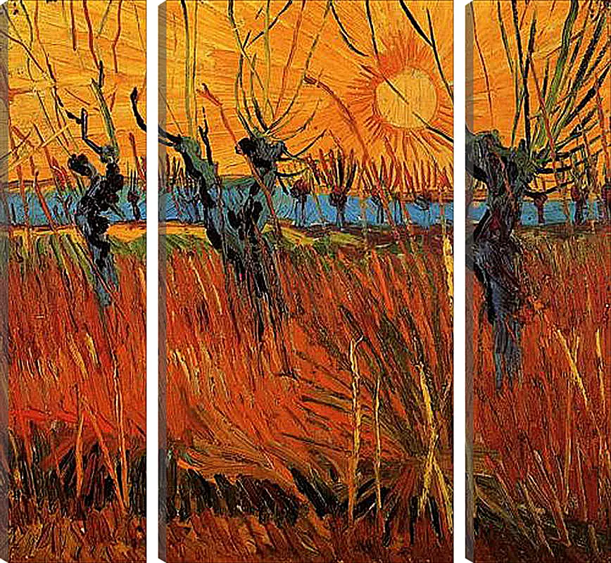 Модульная картина - Willows at Sunset. Винсент Ван Гог