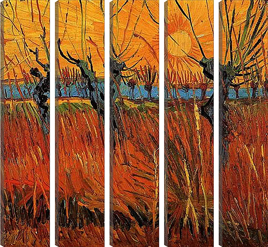 Модульная картина - Willows at Sunset. Винсент Ван Гог