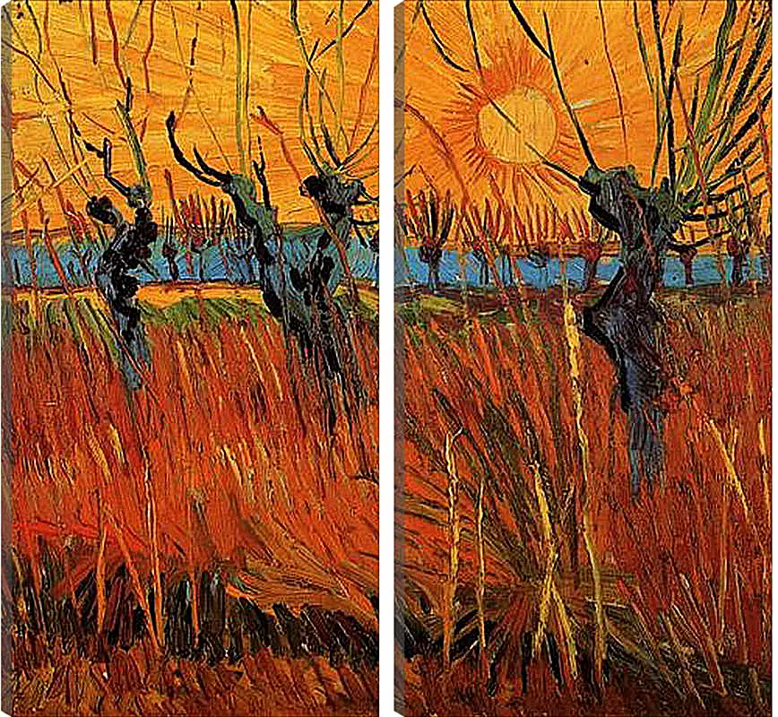 Модульная картина - Willows at Sunset. Винсент Ван Гог