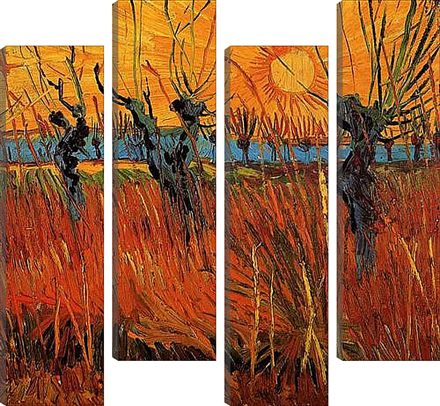 Модульная картина - Willows at Sunset. Винсент Ван Гог