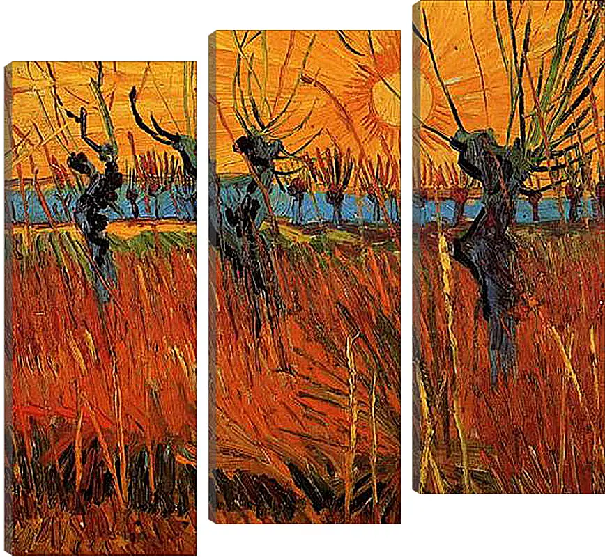 Модульная картина - Willows at Sunset. Винсент Ван Гог