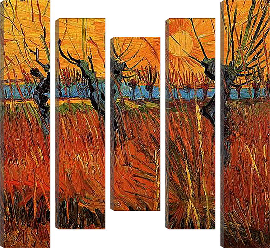 Модульная картина - Willows at Sunset. Винсент Ван Гог