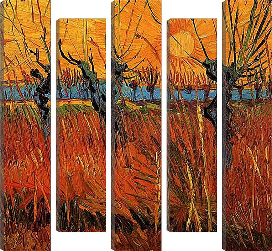 Модульная картина - Willows at Sunset. Винсент Ван Гог