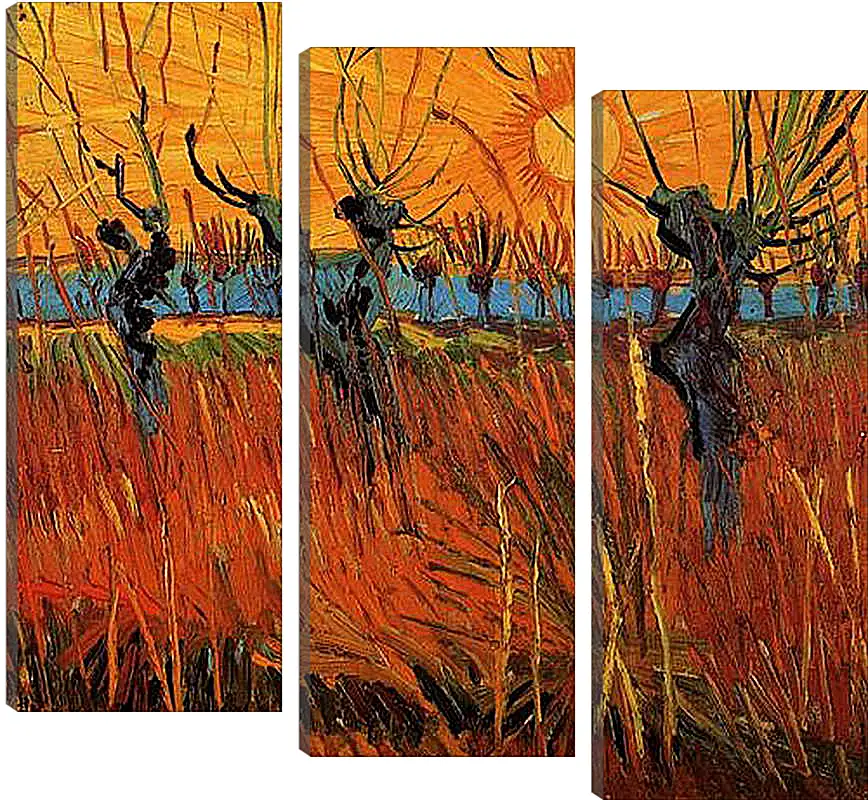 Модульная картина - Willows at Sunset. Винсент Ван Гог