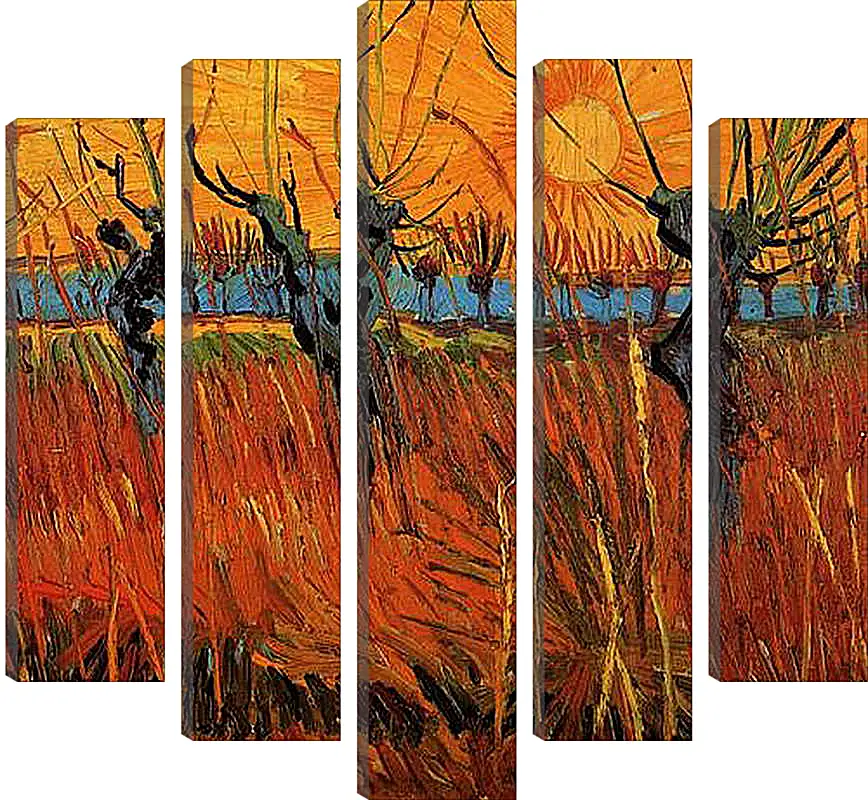 Модульная картина - Willows at Sunset. Винсент Ван Гог