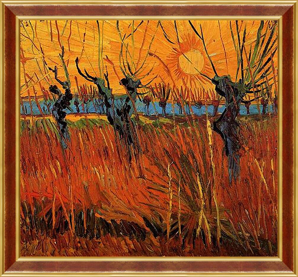 Картина в раме - Willows at Sunset. Винсент Ван Гог