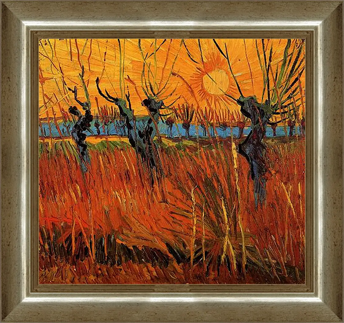 Картина в раме - Willows at Sunset. Винсент Ван Гог