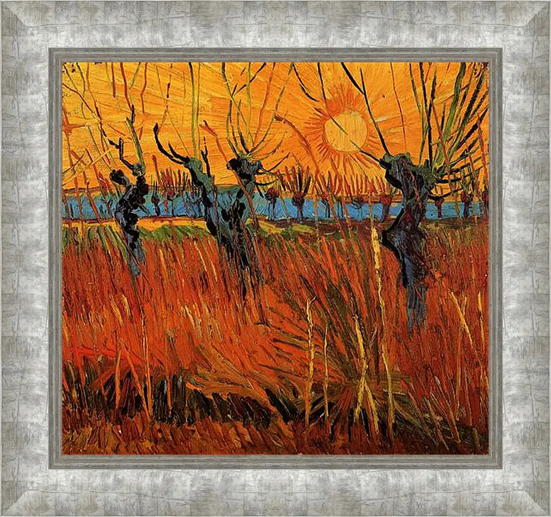 Картина в раме - Willows at Sunset. Винсент Ван Гог