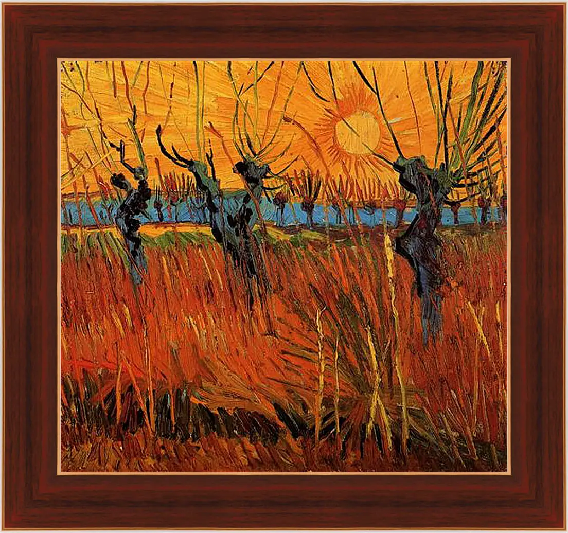 Картина в раме - Willows at Sunset. Винсент Ван Гог