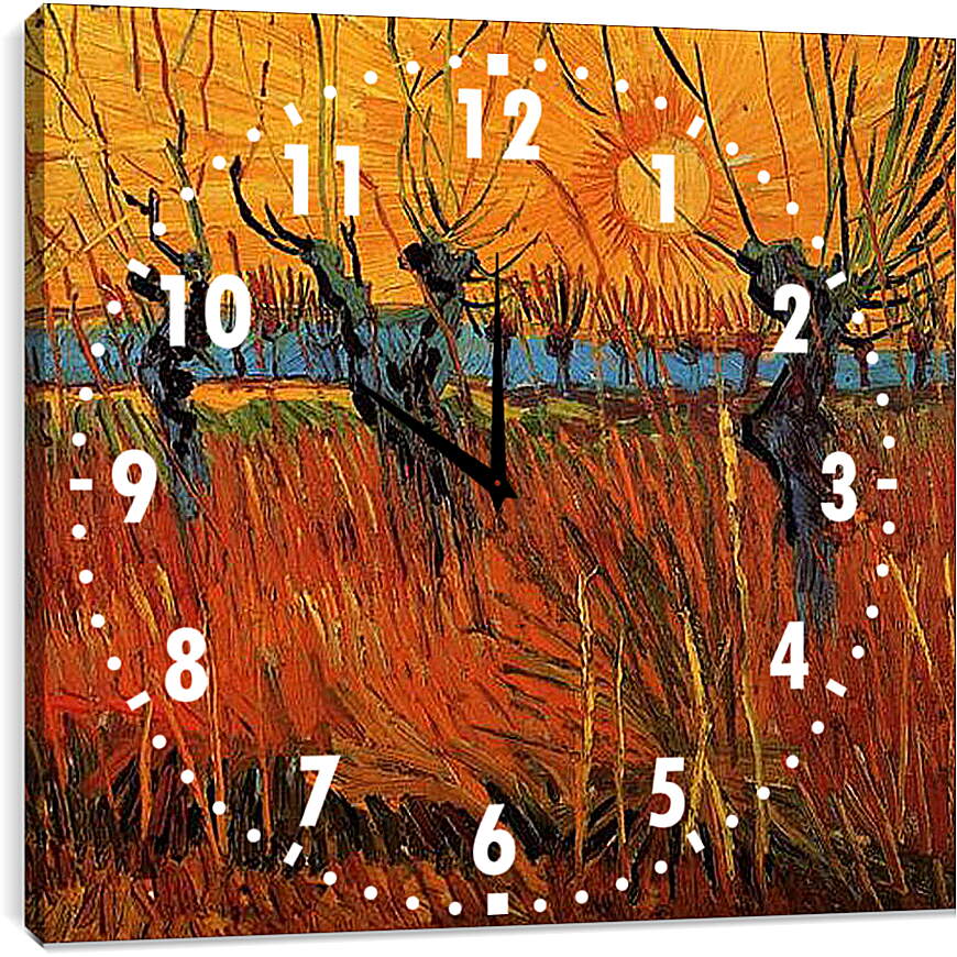 Часы картина - Willows at Sunset. Винсент Ван Гог