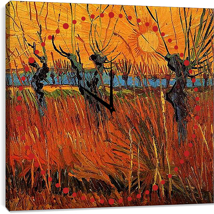 Часы картина - Willows at Sunset. Винсент Ван Гог