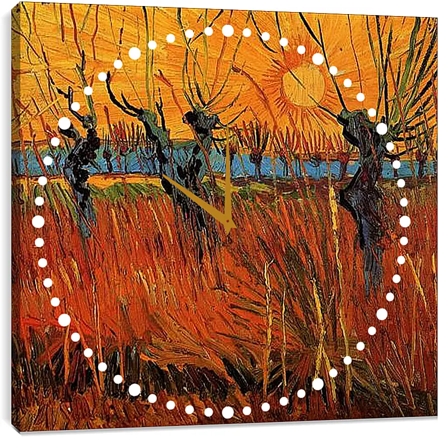 Часы картина - Willows at Sunset. Винсент Ван Гог