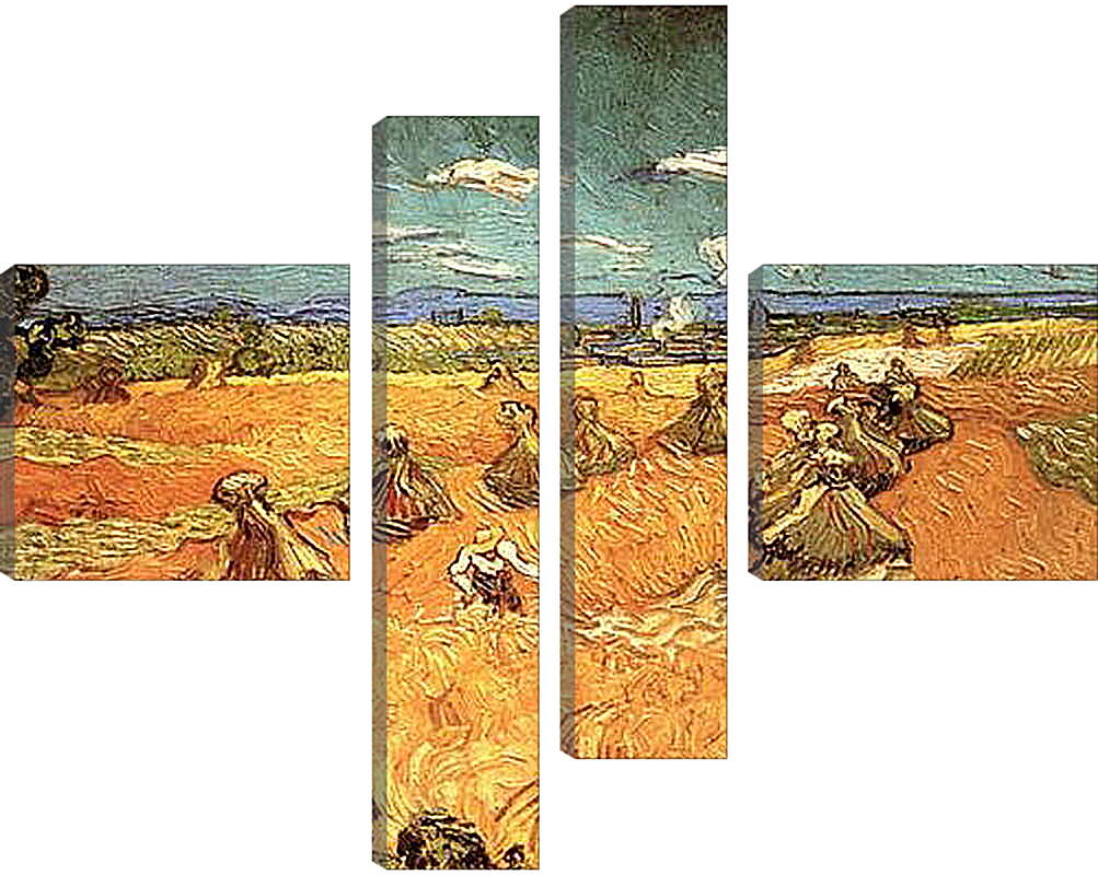 Модульная картина - Wheat Stacks with Reaper. Винсент Ван Гог