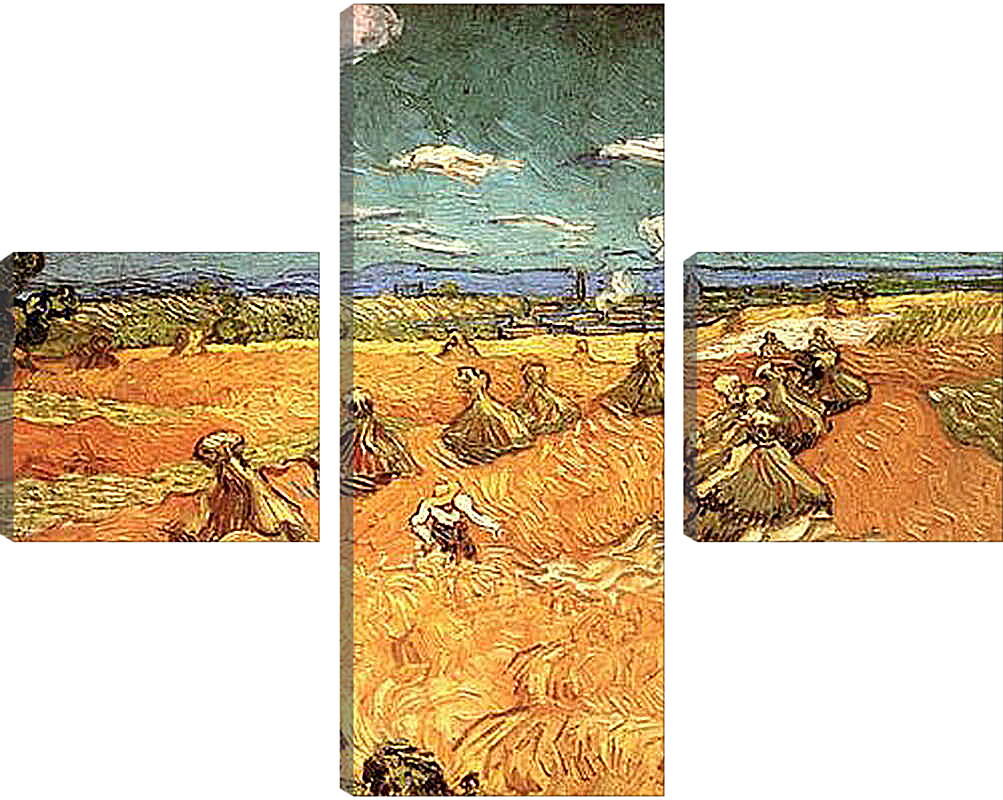 Модульная картина - Wheat Stacks with Reaper. Винсент Ван Гог
