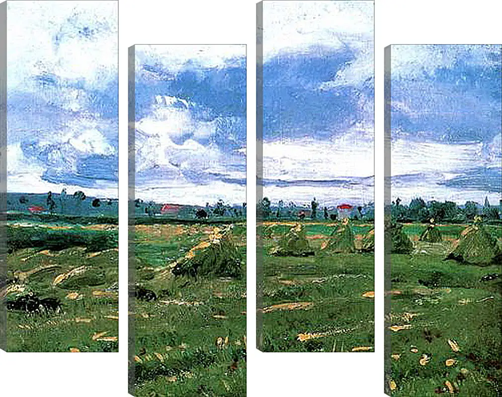 Модульная картина - Wheat Fields with Stacks. Винсент Ван Гог
