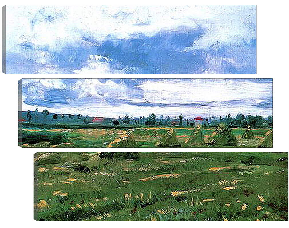 Модульная картина - Wheat Fields with Stacks. Винсент Ван Гог