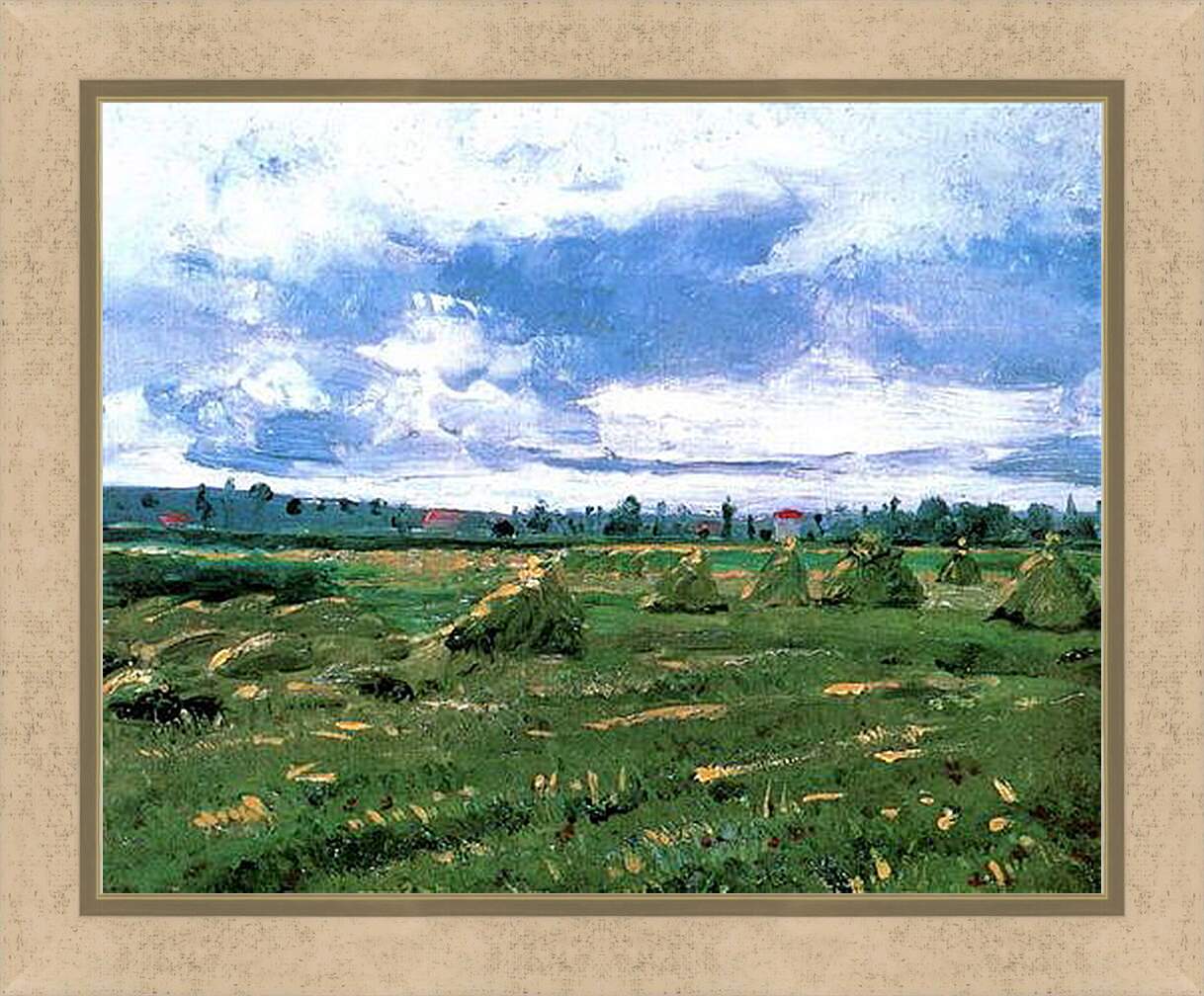 Картина в раме - Wheat Fields with Stacks. Винсент Ван Гог