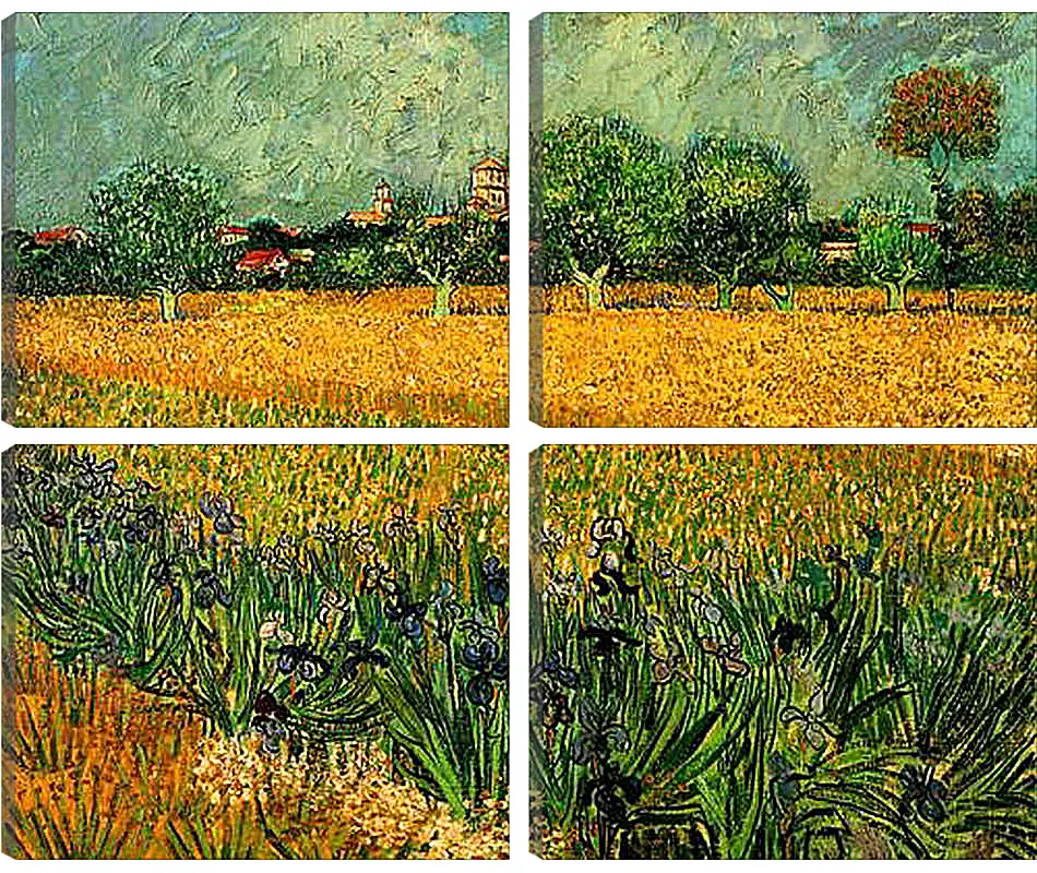 Модульная картина - View of Arles with Irises in the Foreground. Винсент Ван Гог