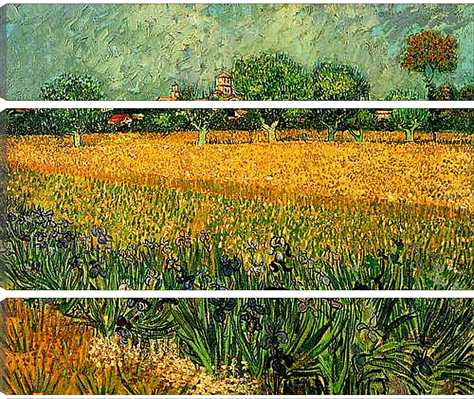 Модульная картина - View of Arles with Irises in the Foreground. Винсент Ван Гог