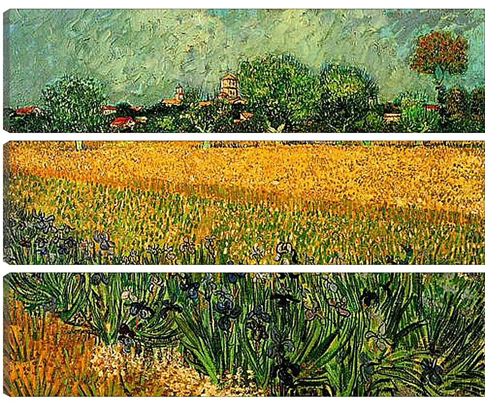 Модульная картина - View of Arles with Irises in the Foreground. Винсент Ван Гог