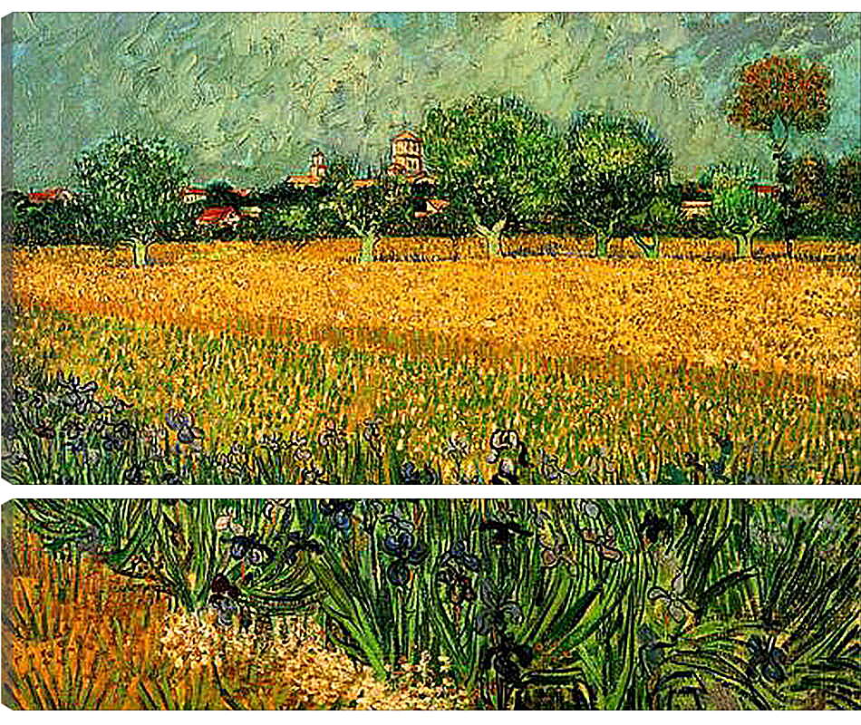 Модульная картина - View of Arles with Irises in the Foreground. Винсент Ван Гог
