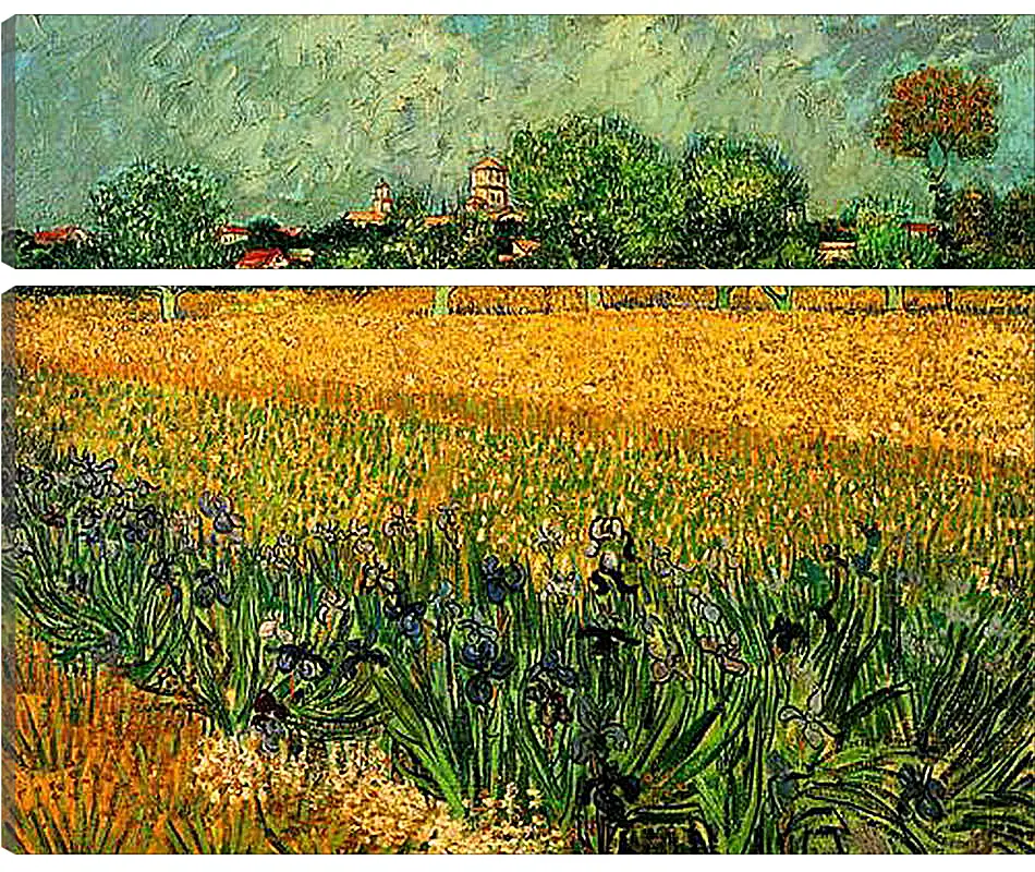 Модульная картина - View of Arles with Irises in the Foreground. Винсент Ван Гог