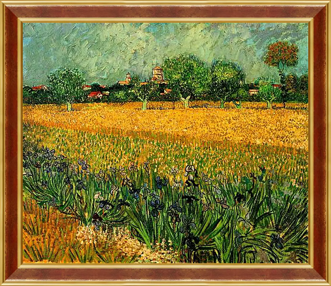 Картина в раме - View of Arles with Irises in the Foreground. Винсент Ван Гог