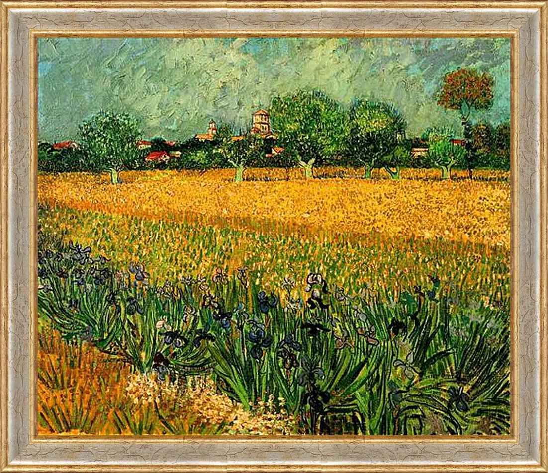 Картина в раме - View of Arles with Irises in the Foreground. Винсент Ван Гог