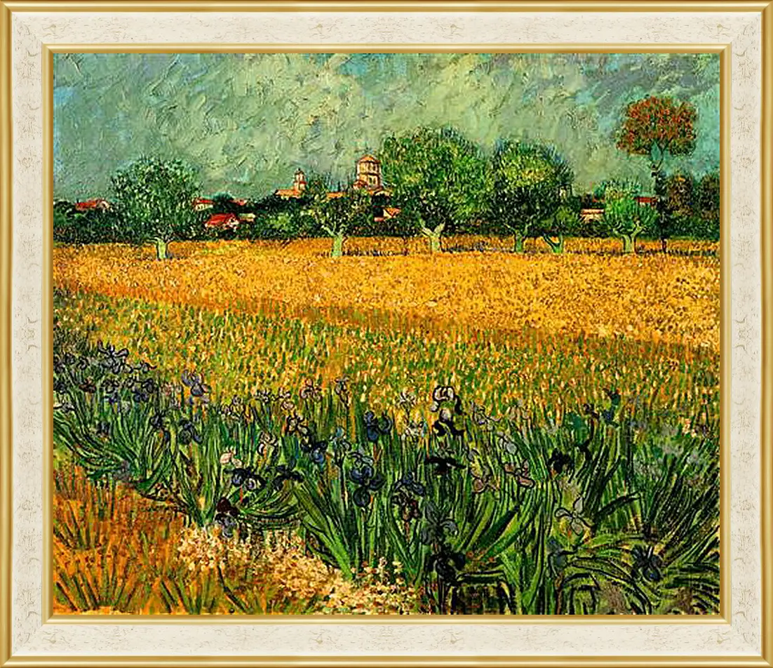 Картина в раме - View of Arles with Irises in the Foreground. Винсент Ван Гог