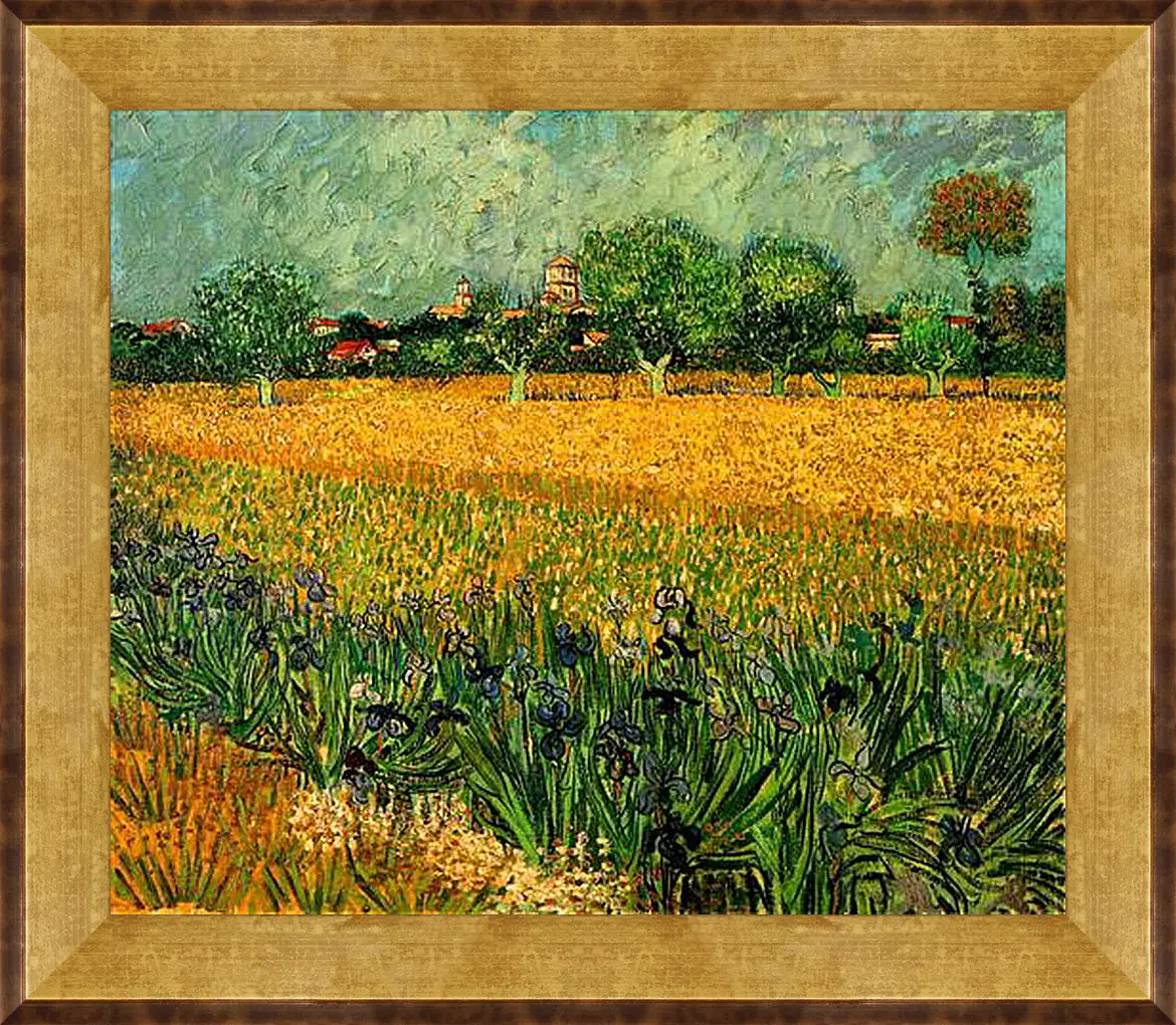 Картина в раме - View of Arles with Irises in the Foreground. Винсент Ван Гог