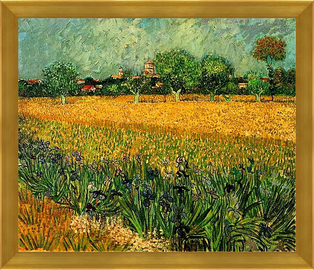 Картина в раме - View of Arles with Irises in the Foreground. Винсент Ван Гог