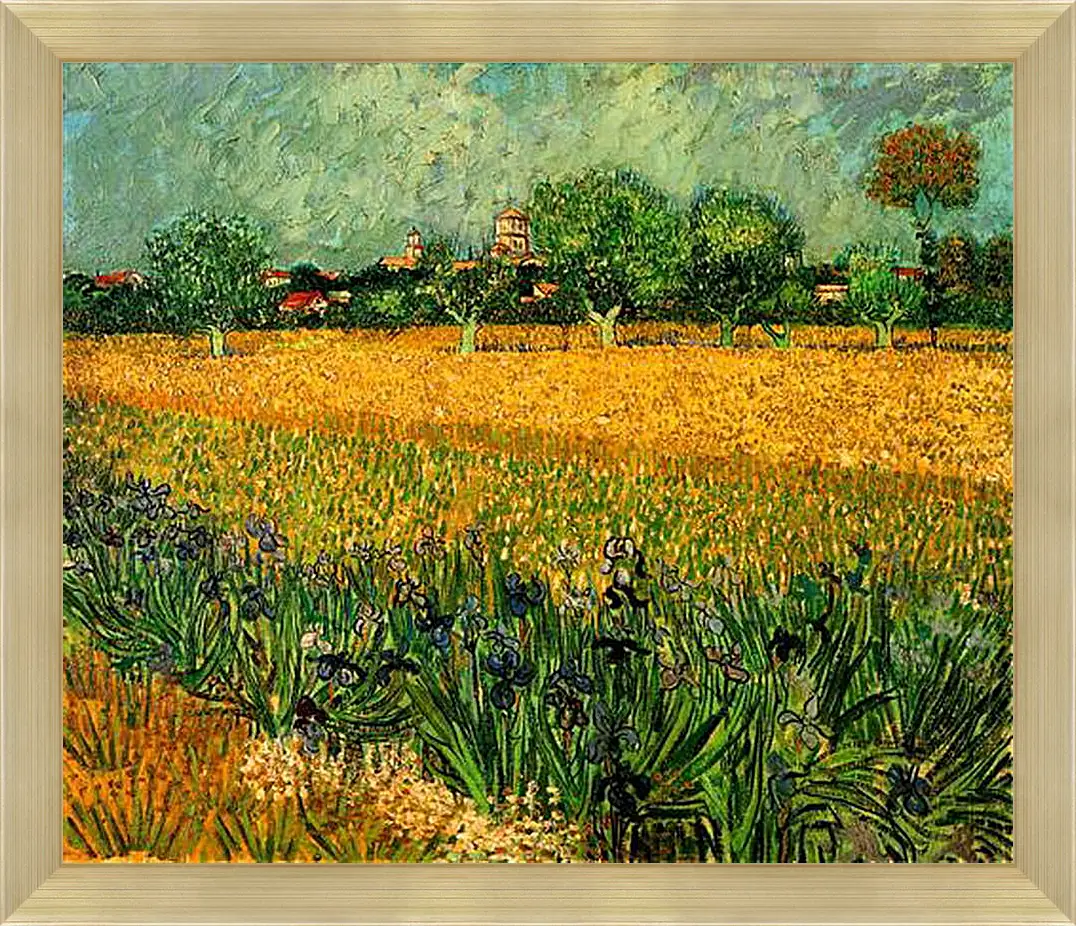 Картина в раме - View of Arles with Irises in the Foreground. Винсент Ван Гог