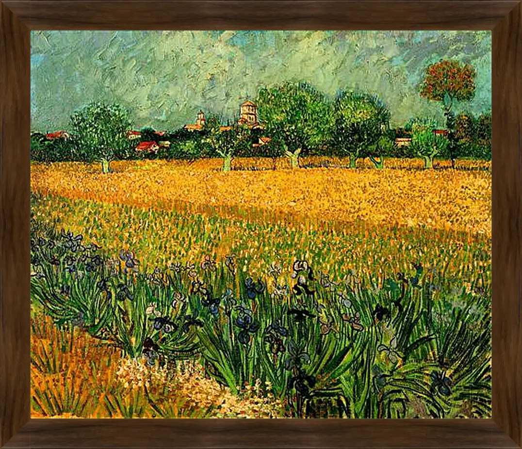 Картина в раме - View of Arles with Irises in the Foreground. Винсент Ван Гог