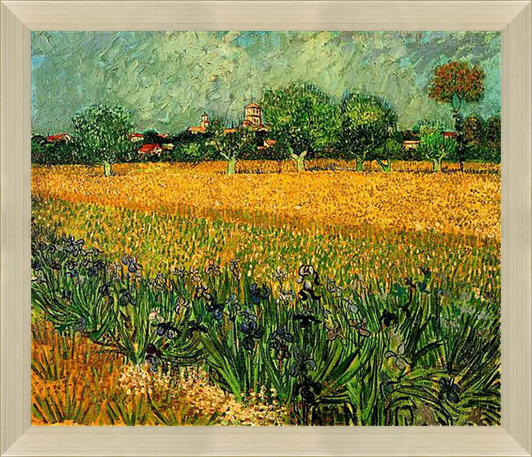 Картина в раме - View of Arles with Irises in the Foreground. Винсент Ван Гог