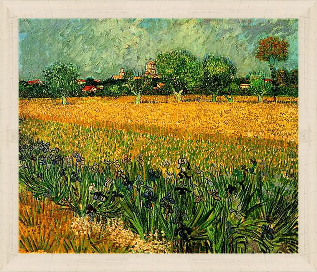 Картина в раме - View of Arles with Irises in the Foreground. Винсент Ван Гог