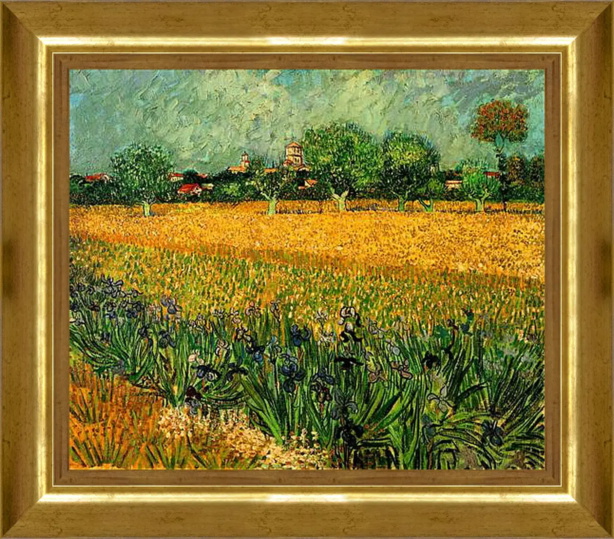 Картина в раме - View of Arles with Irises in the Foreground. Винсент Ван Гог