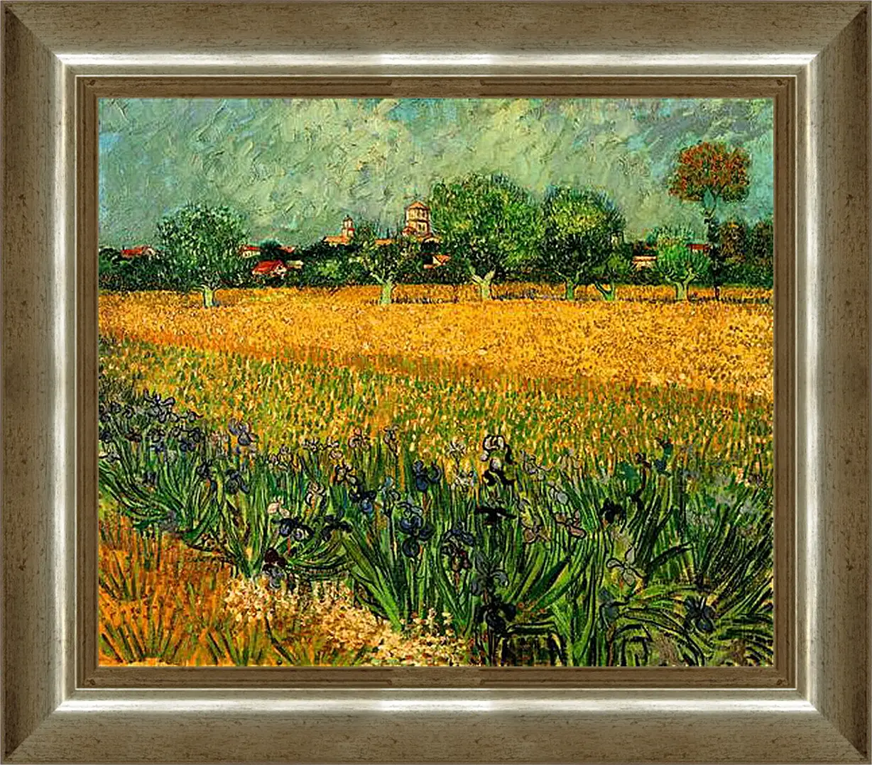 Картина в раме - View of Arles with Irises in the Foreground. Винсент Ван Гог