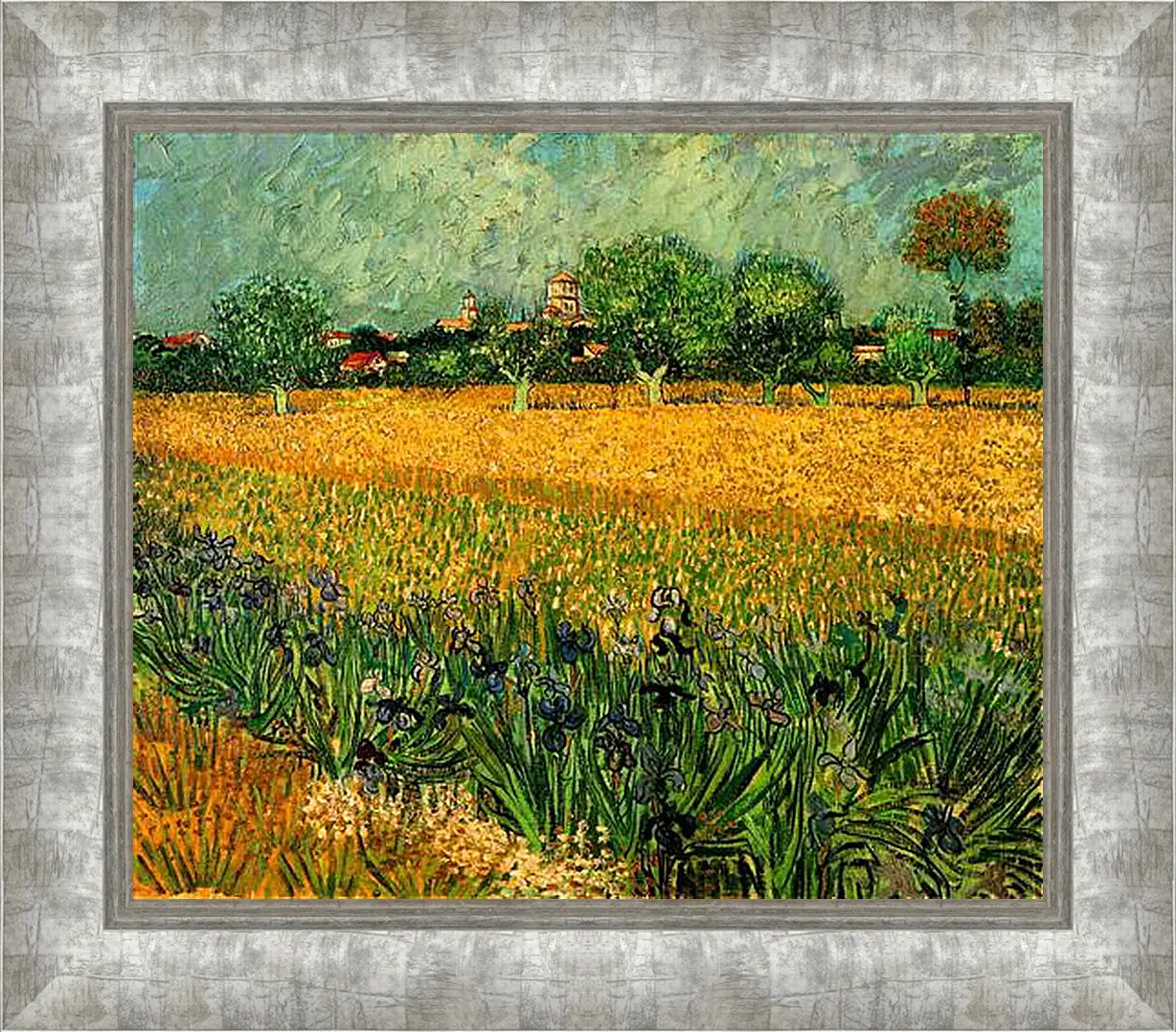 Картина в раме - View of Arles with Irises in the Foreground. Винсент Ван Гог