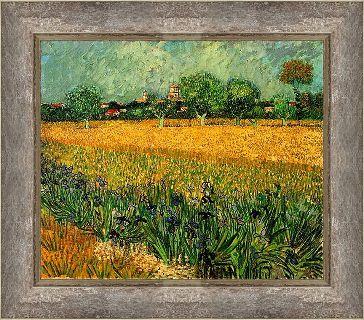 Картина в раме - View of Arles with Irises in the Foreground. Винсент Ван Гог