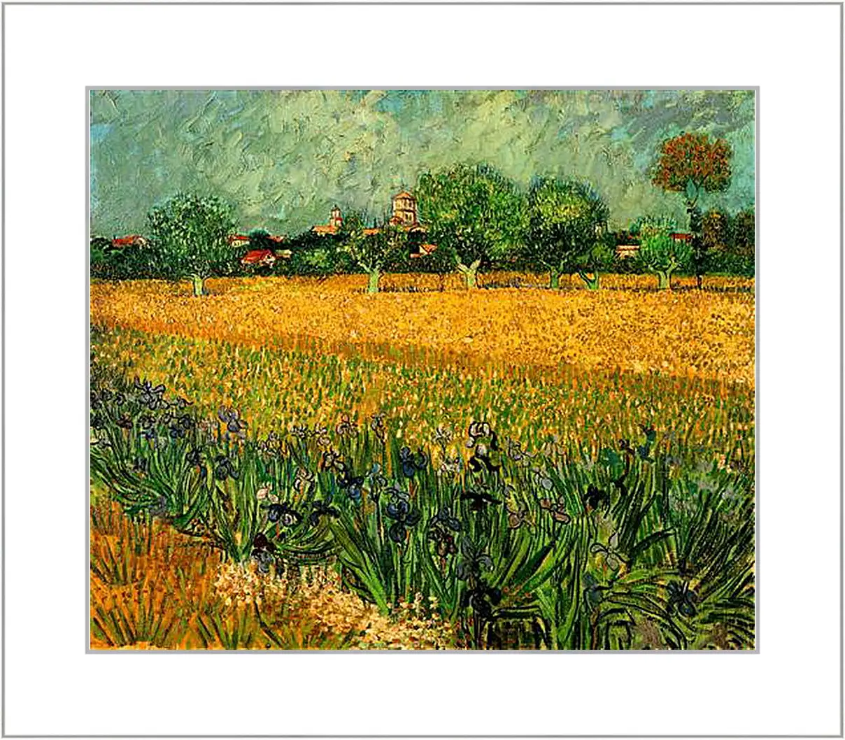 Картина в раме - View of Arles with Irises in the Foreground. Винсент Ван Гог