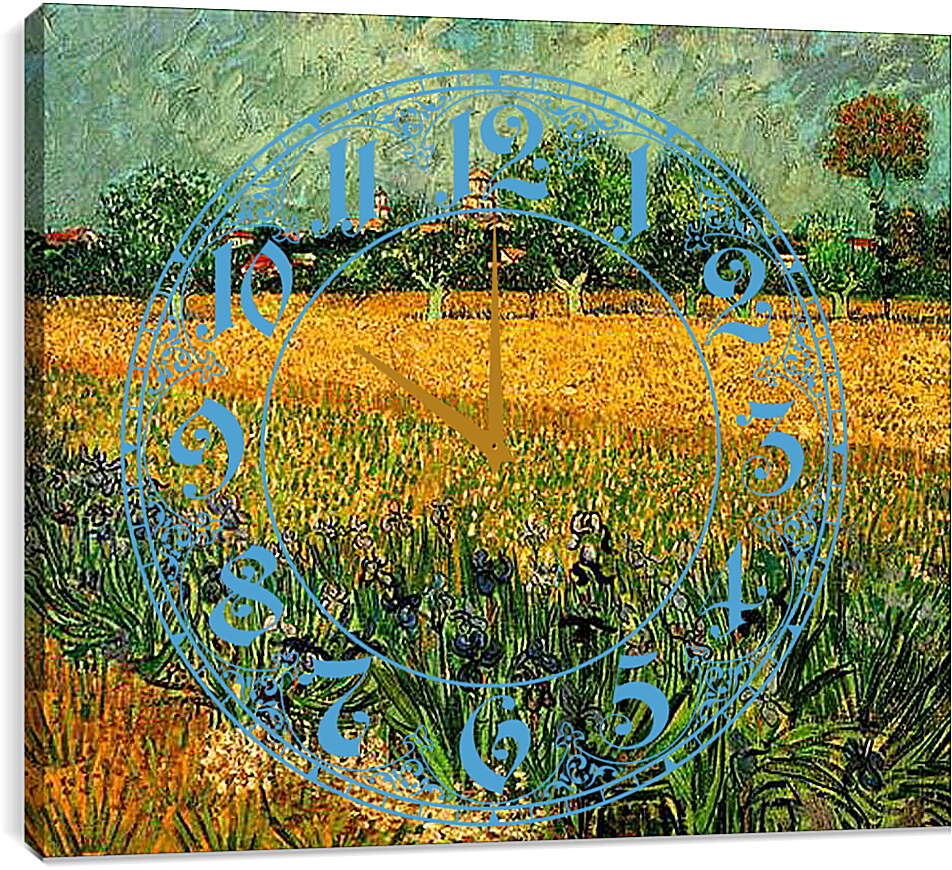 Часы картина - View of Arles with Irises in the Foreground. Винсент Ван Гог