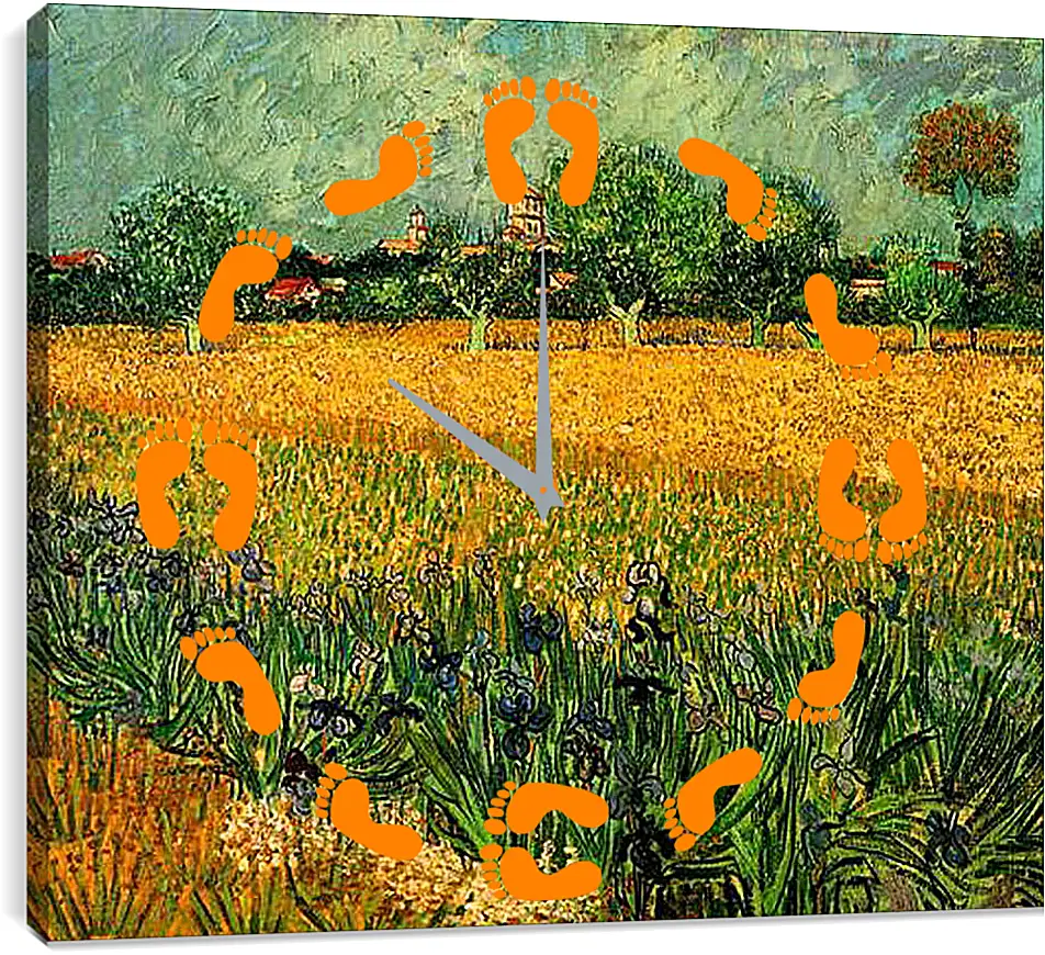 Часы картина - View of Arles with Irises in the Foreground. Винсент Ван Гог