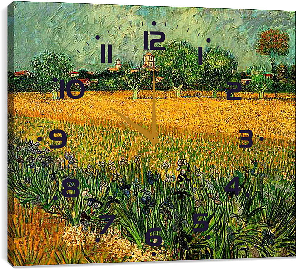 Часы картина - View of Arles with Irises in the Foreground. Винсент Ван Гог