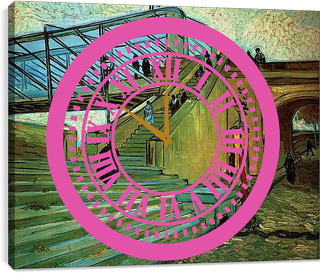 Часы картина - The Trinquetaille Bridge. Винсент Ван Гог