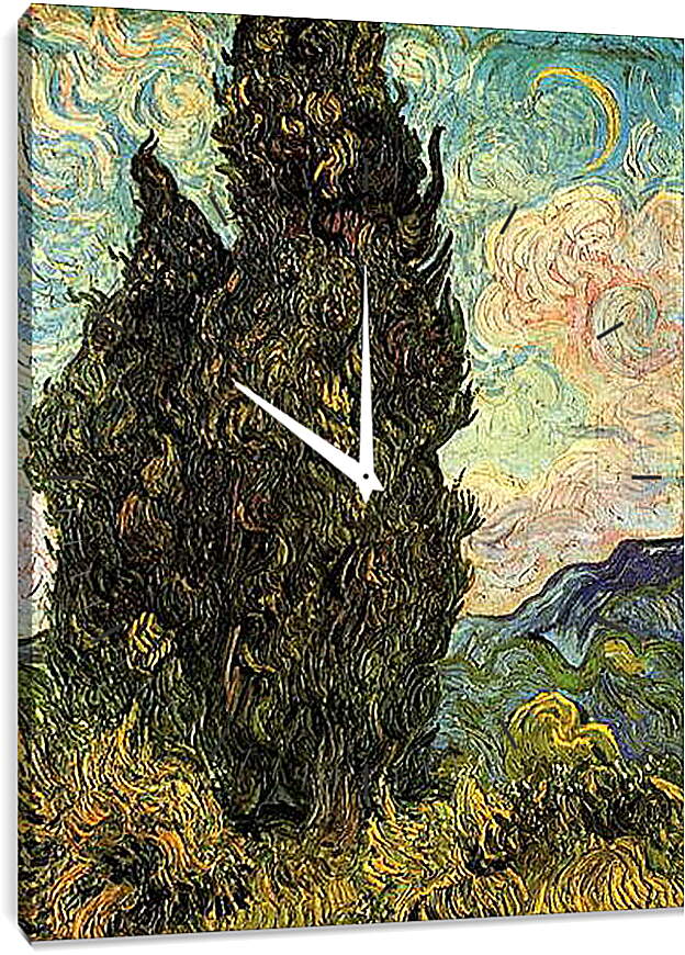 Часы картина - Cypresses. Винсент Ван Гог