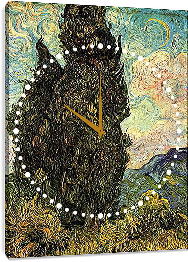 Часы картина - Cypresses. Винсент Ван Гог