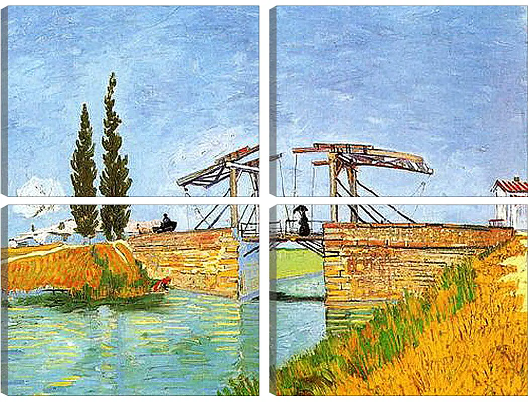 Модульная картина - The Langlois Bridge at Arles with Women Washing. Винсент Ван Гог