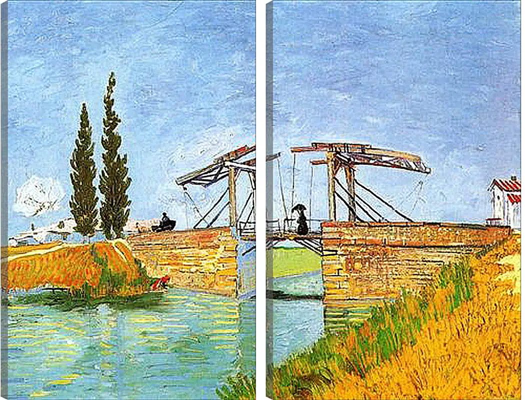 Модульная картина - The Langlois Bridge at Arles with Women Washing. Винсент Ван Гог