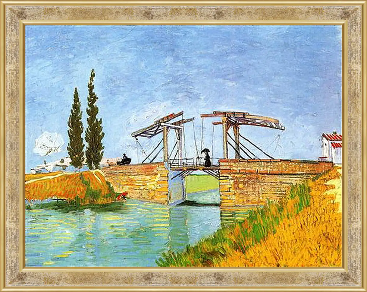 Картина в раме - The Langlois Bridge at Arles with Women Washing. Винсент Ван Гог