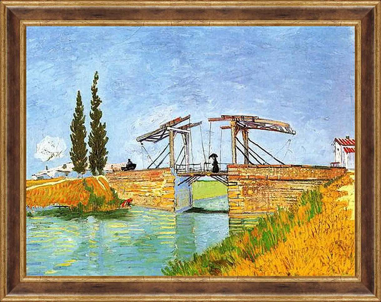 Картина в раме - The Langlois Bridge at Arles with Women Washing. Винсент Ван Гог